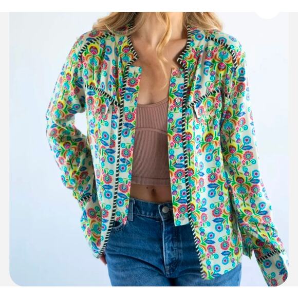 Natural Life Calypso Floral Button Down Blouse Top - Picture 11 of 11